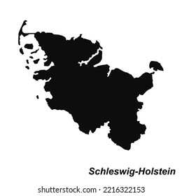 Vector high quality map of the German federal state of Schleswig-Holstein - Black silhouette map isolated on white