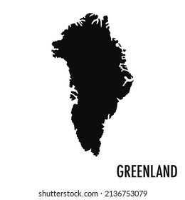 Vector high quality map of Greenland - Simple black silhouette high quality Greenlandic map