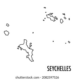 Vector high quality map of the Indian Ocean state of Seychelles - Simple hand made line drawing map