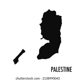 Mapa vectorial de alta calidad del estado de Palestina en Medio Oriente - Silueta negra simple mapa palestino de alta calidad