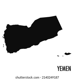 Vector high quality map of the Middle East state of Yemen - Simple black silhouette high quality Yemeni map