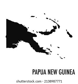 Vector high quality map of the Oceania state of Papua New Guinea - Simple black silhouette high quality Guinean map