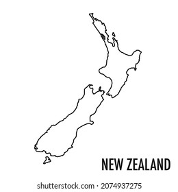Vector high quality map of the Oceanian state of New Zealand - Simple hand made line drawing map