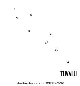Vector high quality map of the Oceanian state of Tuvalu - Simple hand made line drawing map