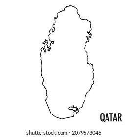 Vector high quality map of the Qatar - Simple hand made line drawing map