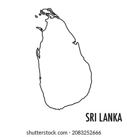 Vector high quality map of the South Asian state of Sri Lanka - Simple hand made line drawing map