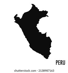 Vektorhochwertige Karte des südamerikanischen Bundesstaates Peru - Einfache schwarze Silhouette hochwertige peruanische Karte