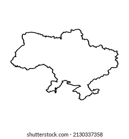 Vector High Quality Map Of Ukraine - Simple Hand Made Line Drawing Map. Stop War, Save Ukraine Vector Illustration