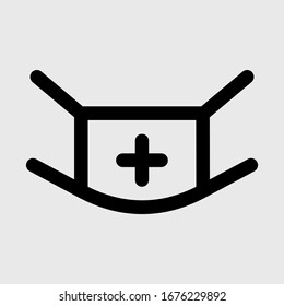 Icono de línea de máscara médica de alta calidad vectorial aislado en fondo blanco. Concepto relacionado con la alarma de pandemia