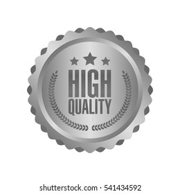 Vector High Quality Metal Silver Sign, Round Label.