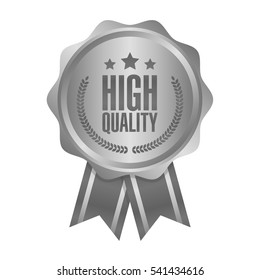 Vector High Quality Metal Silver Sign, Round Label.