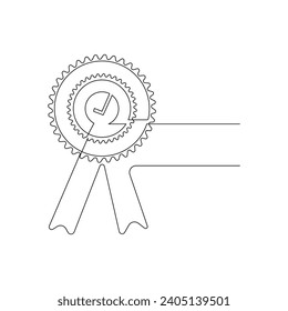 Vector high quality product and high warranty concept and approved choice in simple one line art drawing and illustration and pro minimal
