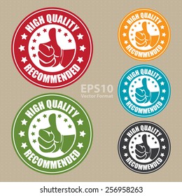 vector : high quality recommended sticker, badge, icon, stamp, label, banner, sign