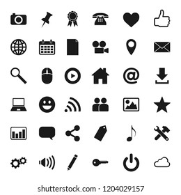 Vector high quality set of 36 social media related icons isolated on white background