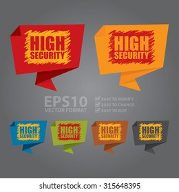 Vector : High Security Paper Origami Speech Bubble or Speech Balloon Sticker, Label, Sign or Icon