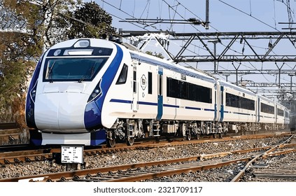 Un vector de tren eléctrico de alta velocidad