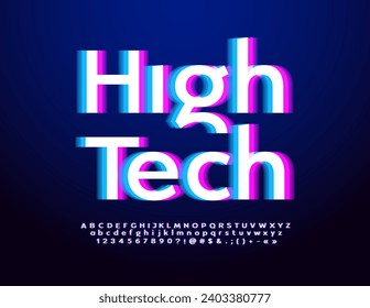 Conjunto de alfabetos Vector High Tech. Neon futuritic Font. Letras y números de estilo digital