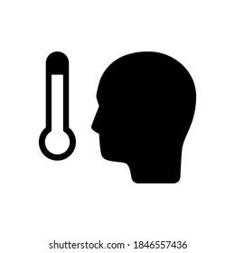 Vector High temperature icon, Coronavirus infected man, Covid-19, Fever, thermometer symbol on isolated white background for UI/UX and website.