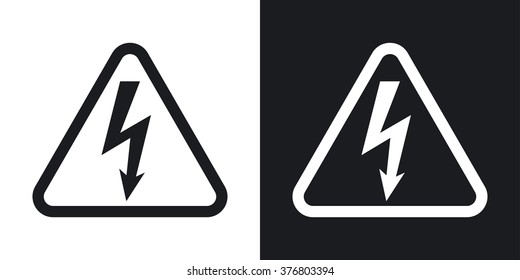 Vector high voltage sign. Two-tone version on black and white background