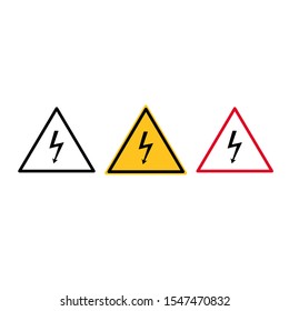 Vector high voltage warning sign. Vector warning icon. 

