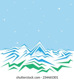 Vector of the high winter mountains 