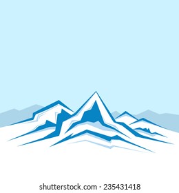 Vector of the high winter mountains 