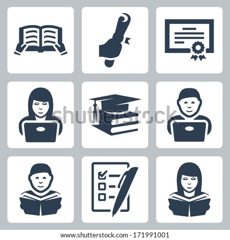 Vector higher education icons set