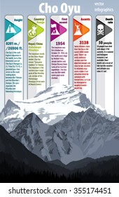 Vector highest mount Cho Oyu (8201 m) infographic