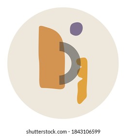 Vector highlight cover with abstract elements and shapes in Boho style. Background for social media stories. Minimalist Mid century modern.