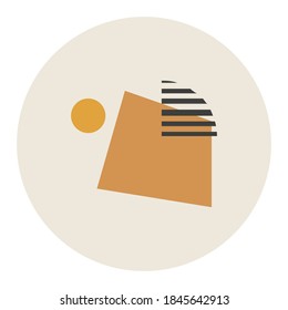 Vector highlight cover with abstract elements and shapes in Boho style. Background for social media stories. Minimalist Mid century modern.
