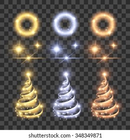 Vector Highlight Firework Glow Lens Flare Luminescence Fluorescence Illumination Lights Isolated on Transparent Background