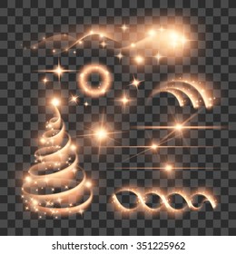 Vector Highlight Firework Glow Lens Flare Luminescence Fluorescence Illumination Lights Isolated on Transparent Background