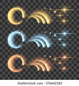 Vector Highlight Firework Glow Lens Flare Luminescence Fluorescence Illumination Lights Isolated on Transparent Background