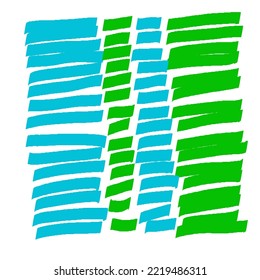 Conjunto de pincel azul y verde del marcador de resaltado de vectores. franjas de marcadores de resaltado azules y verdes.