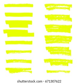 Vector Highlighter Brush Lines. Hand Drawing.