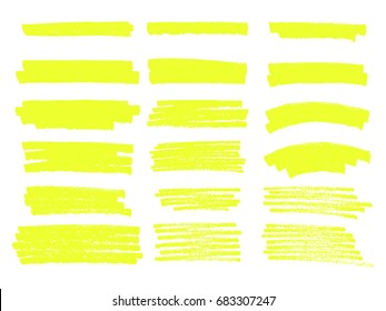 Vector Highlighter Brush Lines. Hand Drawing.