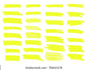 Vector highlighter brush lines. Hand drawing.