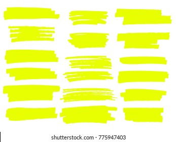 Vector Highlighter Brush Lines. Hand Drawing.