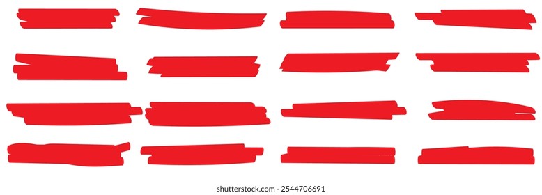 Vector highlighter brush lines. Marker pen highlight underline strokes. 333