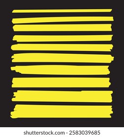 Vector highlighter brush lines. Marker pen highlight underline strokes. Yellow pink black watercolor hand drawn highlight set.