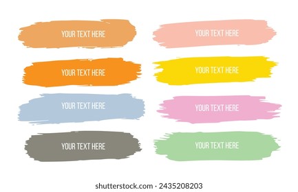 Vector highlighter color brush. Marker highlight underline strokes.