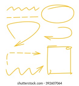 vector highlighter elements, circles arrows