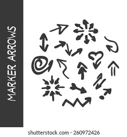 Vector highlighter elements - hand drawn arrows