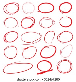 vector highlighter elements, hand drawn circles