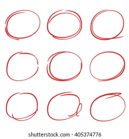 vector highlighter elements scribble circle and oval for highlighting text