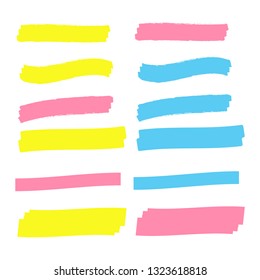 Vector highlighter elements. Yellow marker text selection