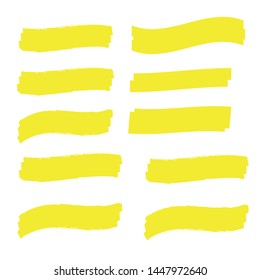 Vector highlighter elements. Yellow marker text selection