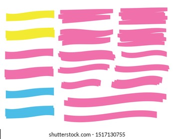 Vector highlighter elements. Yellow marker text selection