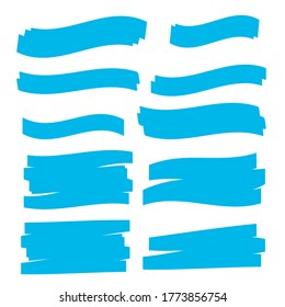 Vector highlighter elements. Yellow marker text selection