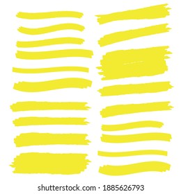 Vector highlighter elements. Yellow marker text selection